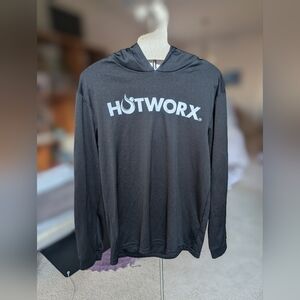 HOTWORX Unisex Long Sleeve Hooded Top with UPF 50+ Sun Protection- Medium